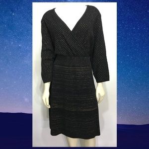 Lane Bryant 18/20 Black Gold Metallic Cotton Dress NEW